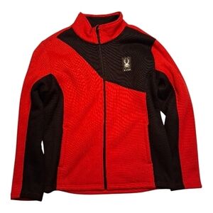 Men's Spyder Red and Black Full-Zip Fleeced Lined Jacket